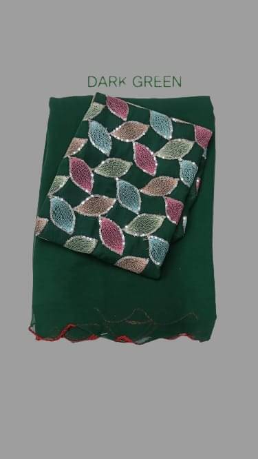 Kalpana Creation Georgette Solid Saree With Unstitched Blouse Piece ( Multicolor )     			Kalpana Creation Georgette Solid Saree With Unstitched Blouse Piece ( Multicolor )