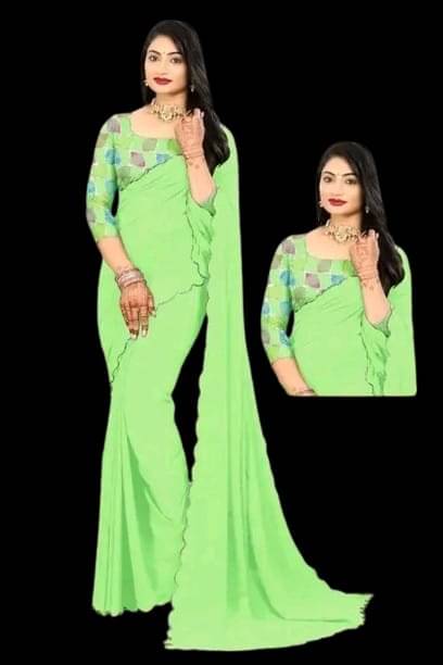     			Kalpana Creation Georgette Solid Saree With Unstitched Blouse Piece ( Multicolor )