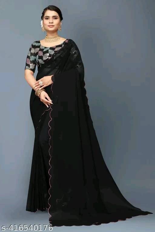 Kalpana Creation Georgette Solid Saree With Unstitched Blouse Piece ( Multicolor ) Kalpana Creation Georgette Solid Saree With Unstitched Blouse Piece ( Multicolor )