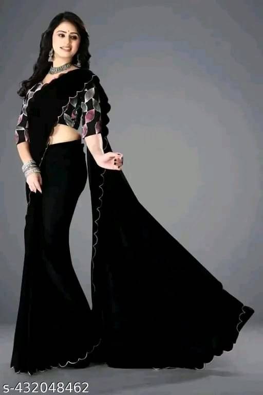 Kalpana Creation Georgette Solid Saree With Unstitched Blouse Piece ( Multicolor ) Kalpana Creation Georgette Solid Saree With Unstitched Blouse Piece ( Multicolor )