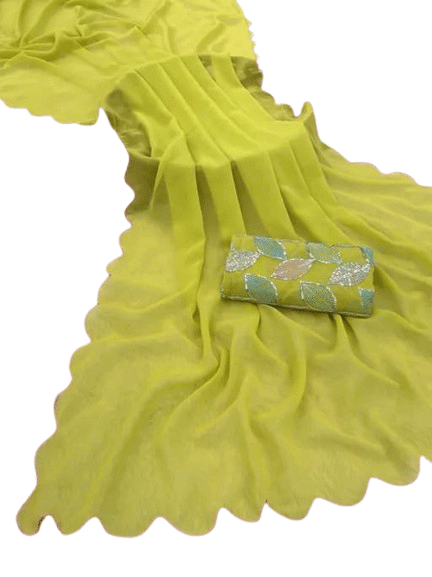Kalpana Creation Georgette Solid Saree With Unstitched Blouse Piece ( Multicolor ) Kalpana Creation Georgette Solid Saree With Unstitched Blouse Piece ( Multicolor )