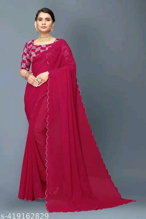     			Kalpana Creation Georgette Solid Saree With Unstitched Blouse Piece ( Multicolor )