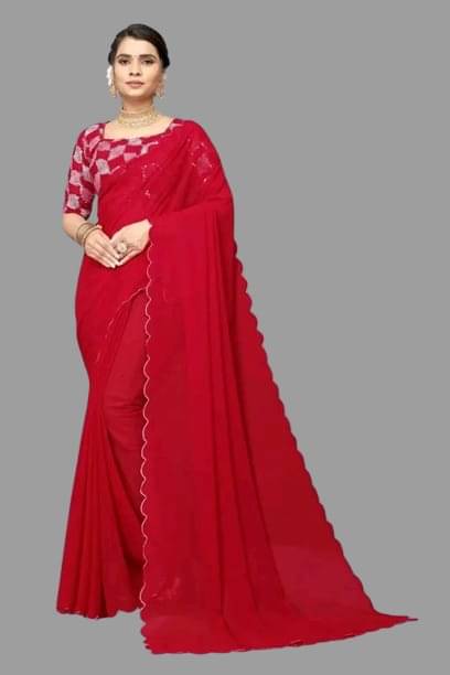 Kalpana Creation Georgette Solid Saree With Unstitched Blouse Piece ( Multicolor ) Kalpana Creation Georgette Solid Saree With Unstitched Blouse Piece ( Multicolor )