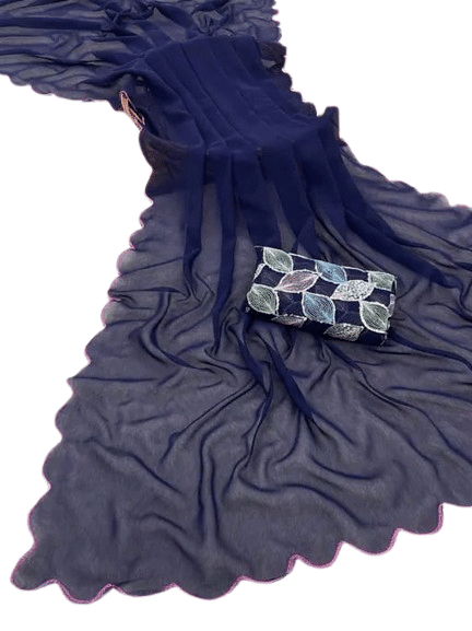 Kalpana Creation Georgette Solid Saree With Unstitched Blouse Piece ( Multicolor ) Kalpana Creation Georgette Solid Saree With Unstitched Blouse Piece ( Multicolor )