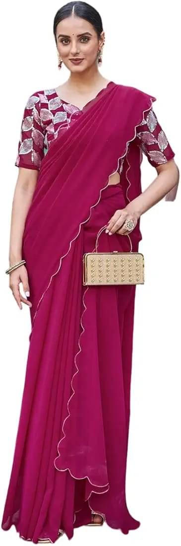 Kalpana Creation Georgette Solid Saree With Unstitched Blouse Piece ( Multicolor ) Kalpana Creation Georgette Solid Saree With Unstitched Blouse Piece ( Multicolor )