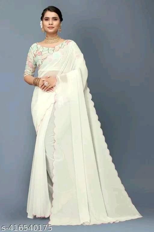Kalpana Creation Georgette Solid Saree With Unstitched Blouse Piece ( Multicolor ) Kalpana Creation Georgette Solid Saree With Unstitched Blouse Piece ( Multicolor )