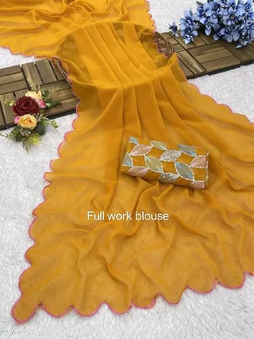 Kalpana Creation Georgette Solid Saree With Unstitched Blouse Piece ( Multicolor ) Kalpana Creation Georgette Solid Saree With Unstitched Blouse Piece ( Multicolor )