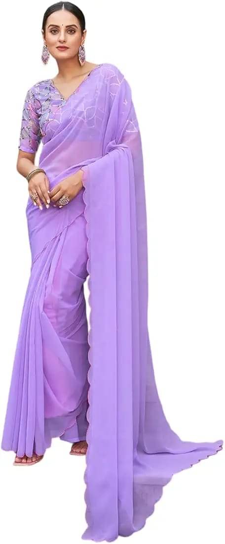 Kalpana Creation Georgette Solid Saree With Unstitched Blouse Piece ( Multicolor ) Kalpana Creation Georgette Solid Saree With Unstitched Blouse Piece ( Multicolor )