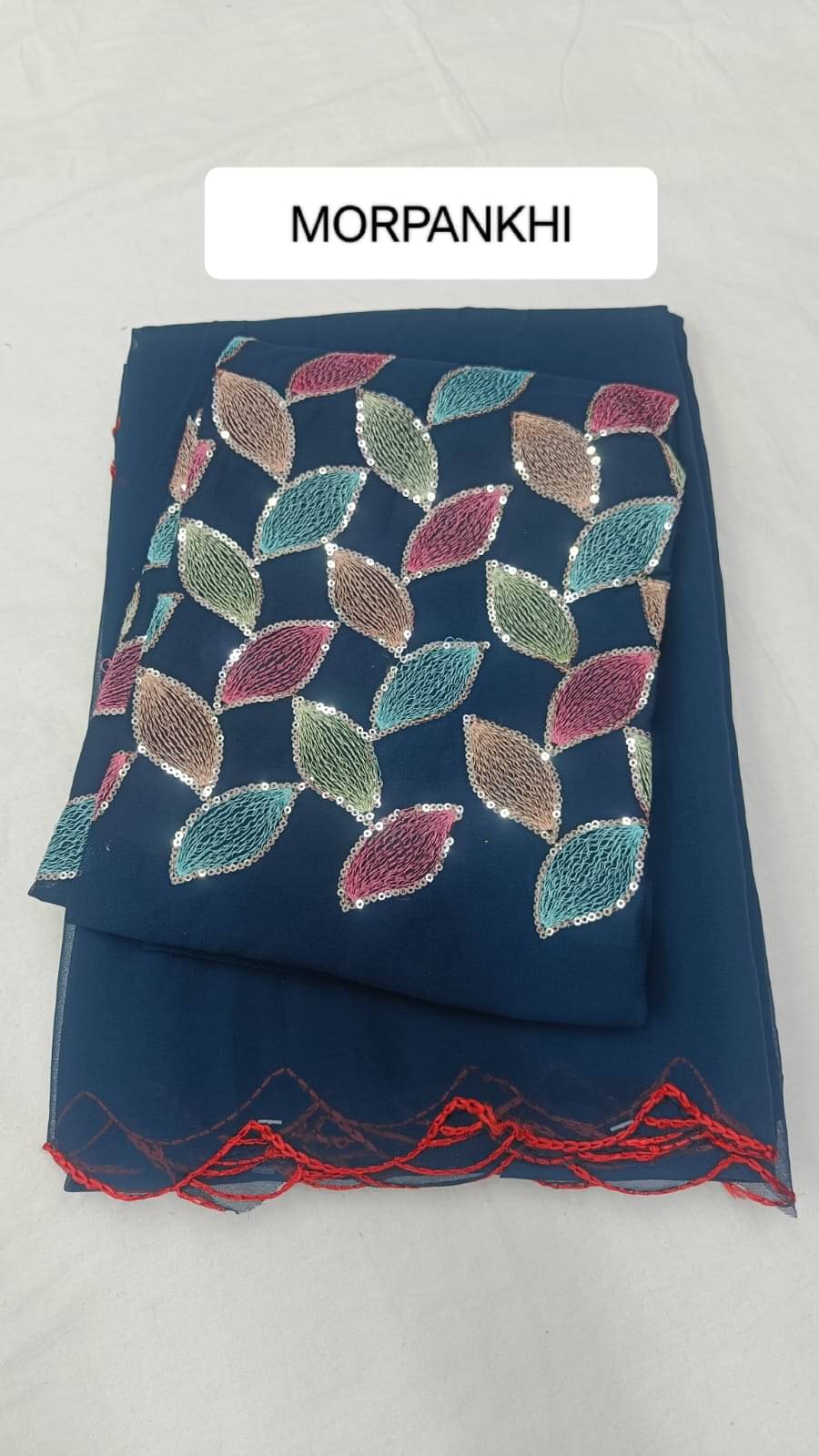     			Kalpana Creation Georgette Solid Saree With Unstitched Blouse Piece ( Multicolor )