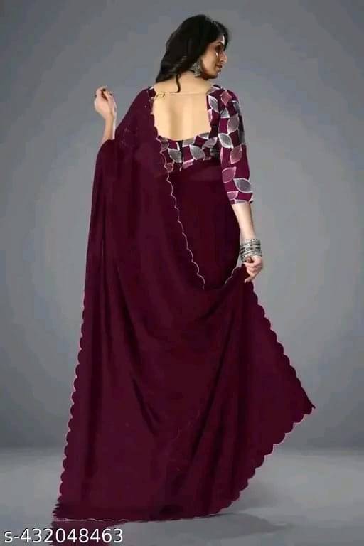 Kalpana Creation Georgette Solid Saree With Unstitched Blouse Piece ( Multicolor ) Kalpana Creation Georgette Solid Saree With Unstitched Blouse Piece ( Multicolor )