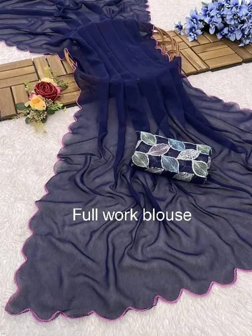 Kalpana Creation Georgette Solid Saree With Unstitched Blouse Piece ( Multicolor ) Kalpana Creation Georgette Solid Saree With Unstitched Blouse Piece ( Multicolor )
