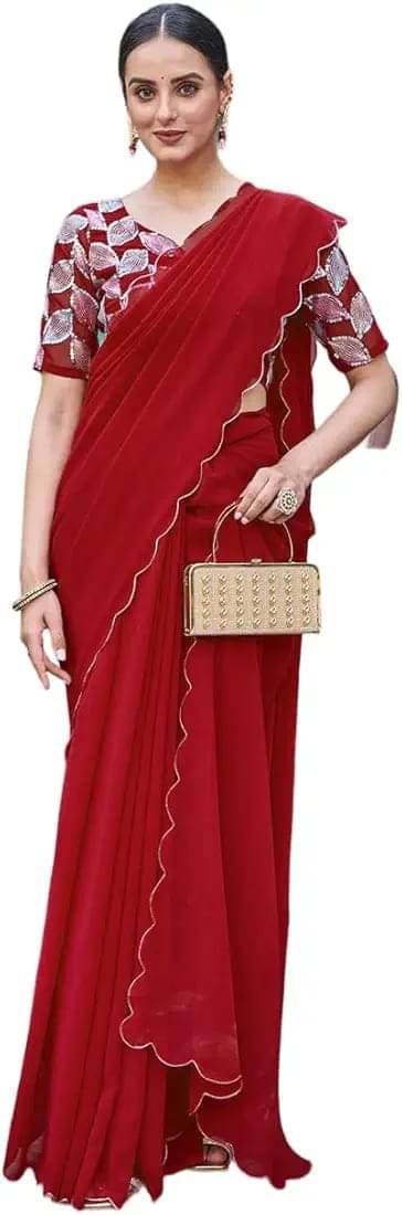 Kalpana Creation Georgette Solid Saree With Unstitched Blouse Piece ( Multicolor ) Kalpana Creation Georgette Solid Saree With Unstitched Blouse Piece ( Multicolor )