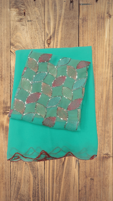 Kalpana Creation Georgette Solid Saree With Unstitched Blouse Piece ( Multicolor )     			Kalpana Creation Georgette Solid Saree With Unstitched Blouse Piece ( Multicolor )