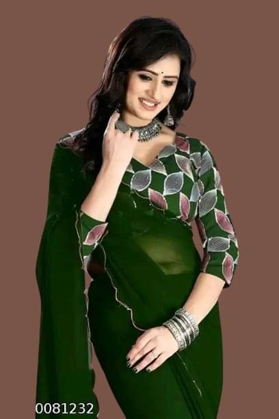     			Kalpana Creation Georgette Solid Saree With Unstitched Blouse Piece ( Multicolor )