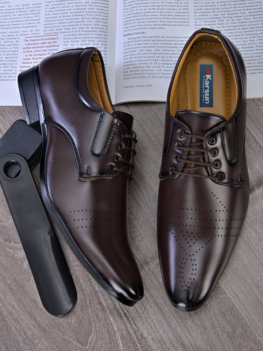 Karsun Brown Men's Derby Formal Shoes - Formal Shoes | Buy online on ZillyBuy