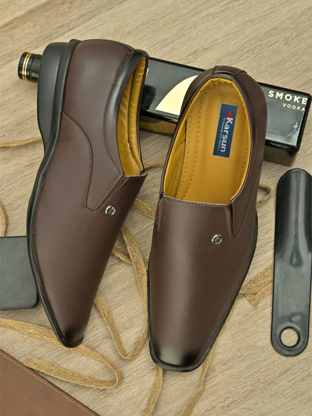     			Karsun Brown Men's Slip On Formal Shoes