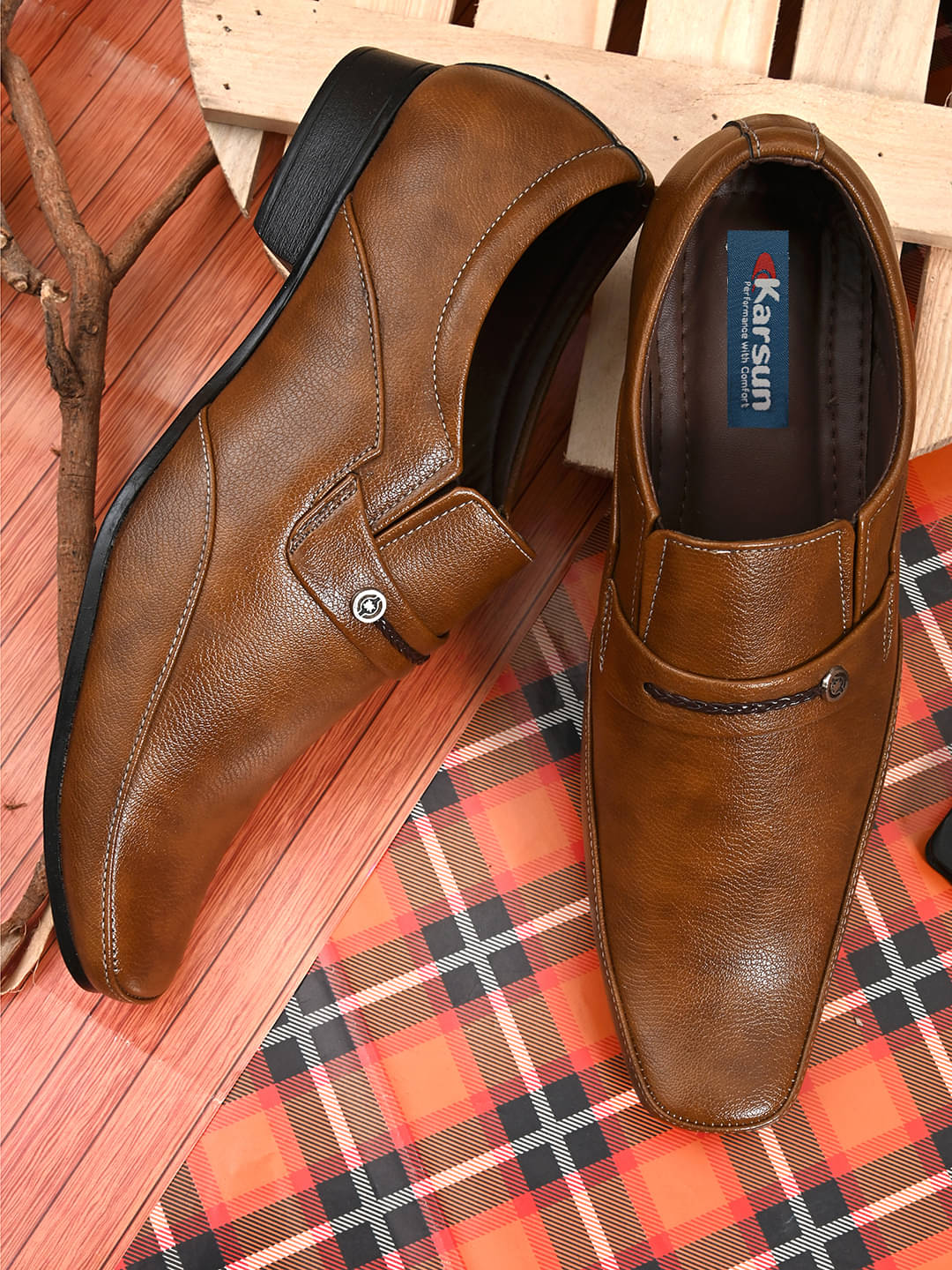     			Karsun Tan Men's Slip On Formal Shoes