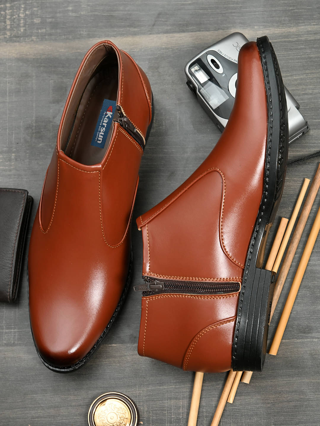     			Karsun Tan Men's Slip On Formal Shoes