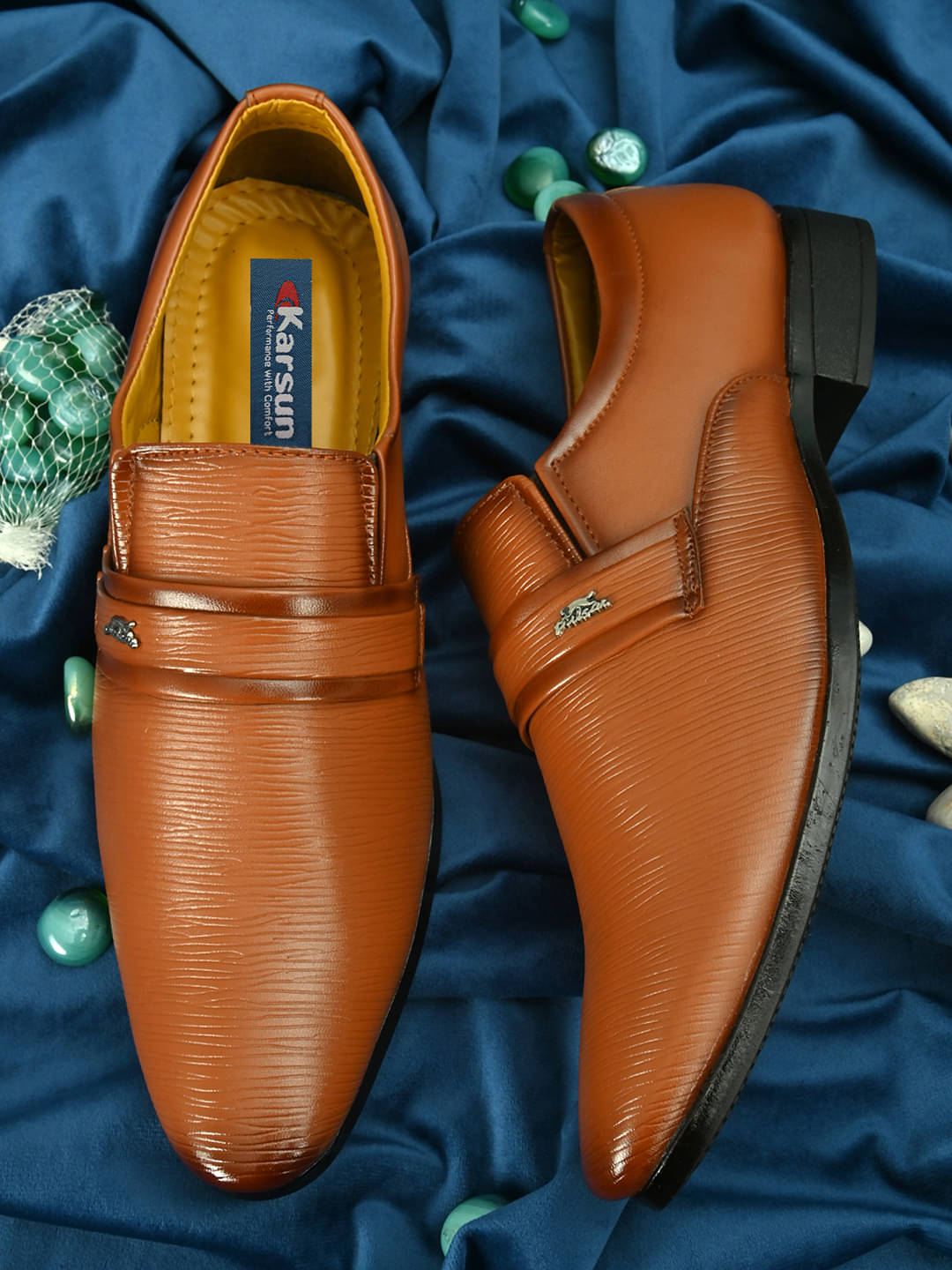     			Karsun Tan Men's Slip On Formal Shoes
