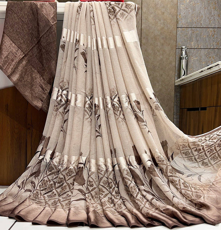 Sitanjali Georgette Printed Saree With Unstitched Blouse Piece ( Brown ) Sitanjali Georgette Printed Saree With Unstitched Blouse Piece ( Brown )
