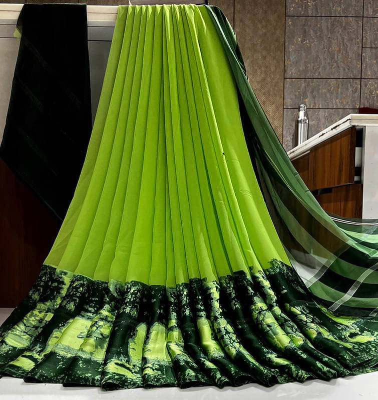 Sitanjali Georgette Printed Saree With Unstitched Blouse Piece ( Green ) Sitanjali Georgette Printed Saree With Unstitched Blouse Piece ( Green )