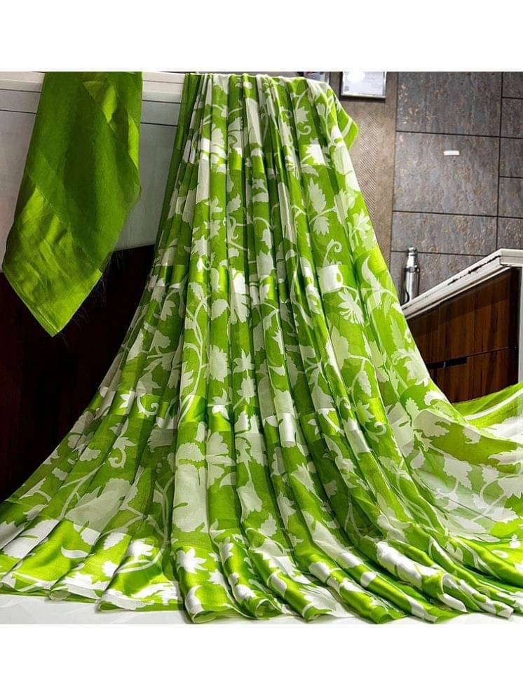     			Sitanjali Georgette Printed Saree With Unstitched Blouse Piece ( Green )
