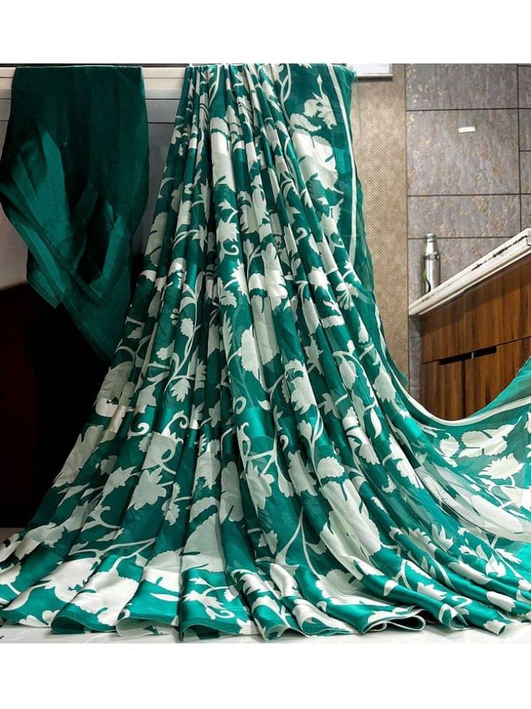     			Sitanjali Georgette Printed Saree With Unstitched Blouse Piece ( SkyBlue )