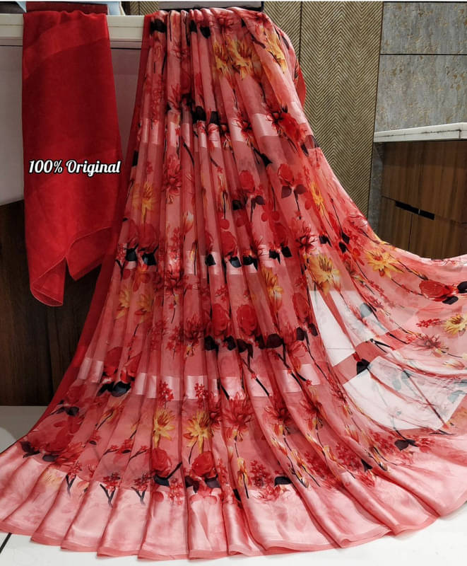 Sitanjali Georgette Printed Saree With Unstitched Blouse Piece ( Pink ) Sitanjali Georgette Printed Saree With Unstitched Blouse Piece ( Pink )