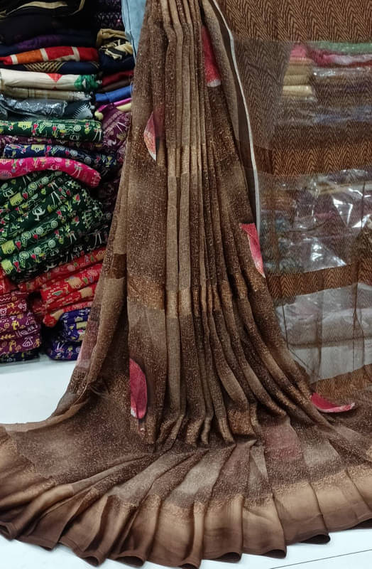 Sitanjali Georgette Printed Saree With Unstitched Blouse Piece ( Brown ) Sitanjali Georgette Printed Saree With Unstitched Blouse Piece ( Brown )