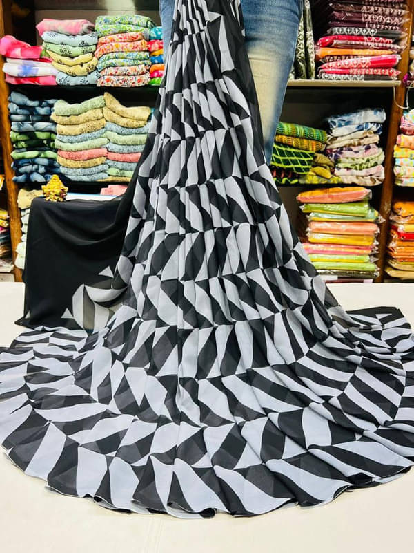 Sitanjali Georgette Printed Saree With Unstitched Blouse Piece ( Black ) Sitanjali Georgette Printed Saree With Unstitched Blouse Piece ( Black )