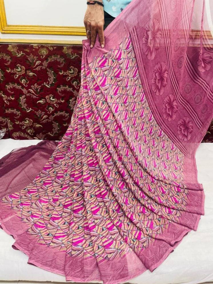 Sitanjali Georgette Printed Saree With Unstitched Blouse Piece ( Pink ) Sitanjali Georgette Printed Saree With Unstitched Blouse Piece ( Pink )