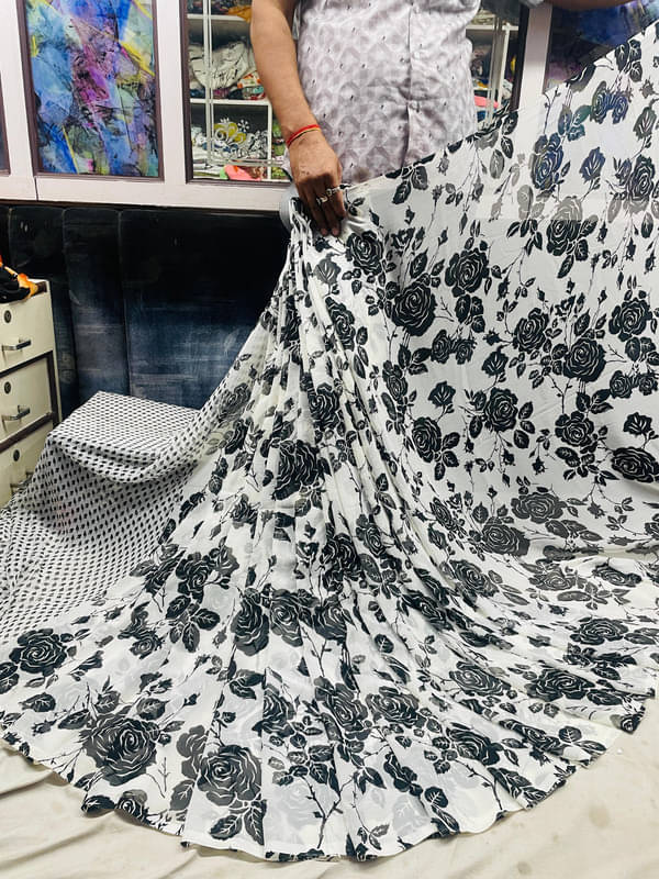 Sitanjali Georgette Printed Saree With Unstitched Blouse Piece ( Black ) Sitanjali Georgette Printed Saree With Unstitched Blouse Piece ( Black )