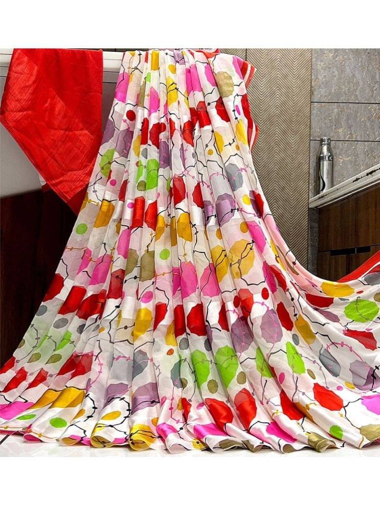     			Sitanjali Georgette Printed Saree With Unstitched Blouse Piece ( Red )