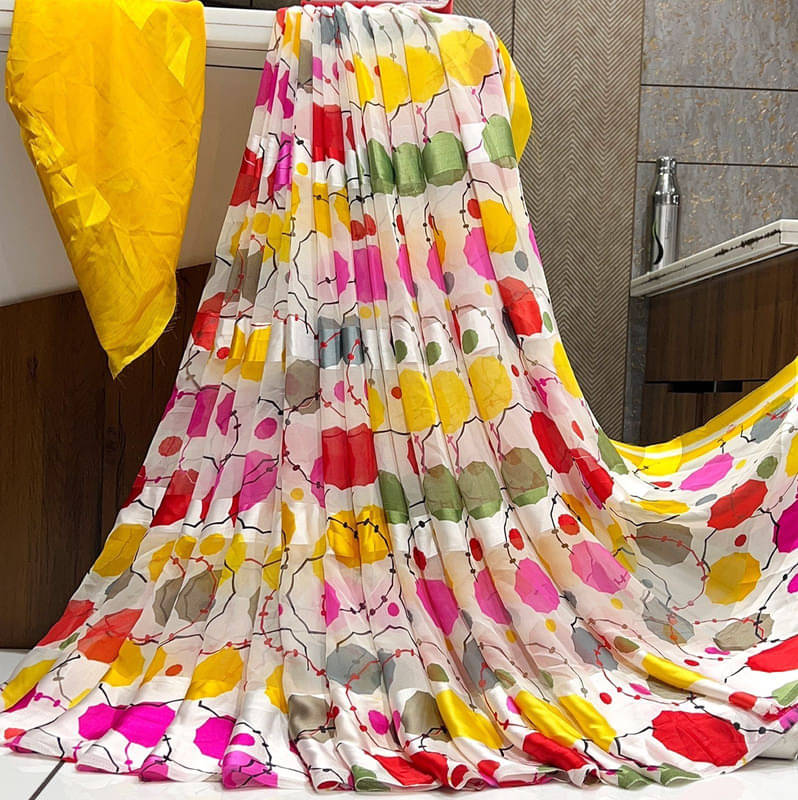 Sitanjali Georgette Printed Saree With Unstitched Blouse Piece ( Yellow ) Sitanjali Georgette Printed Saree With Unstitched Blouse Piece ( Yellow )