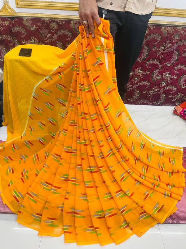 Sitanjali Georgette Printed Saree With Unstitched Blouse Piece ( Orange ) Sitanjali Georgette Printed Saree With Unstitched Blouse Piece ( Orange )