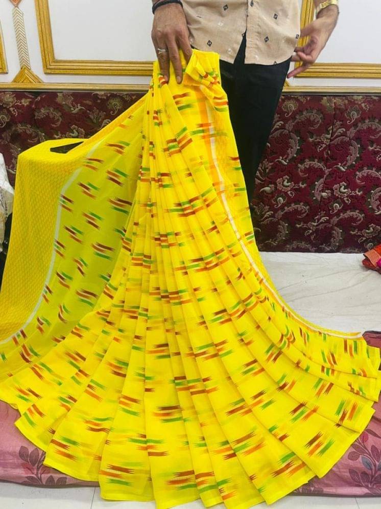Sitanjali Georgette Printed Saree With Unstitched Blouse Piece ( Yellow ) Sitanjali Georgette Printed Saree With Unstitched Blouse Piece ( Yellow )