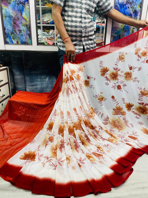 Sitanjali Georgette Printed Saree With Unstitched Blouse Piece ( Red ) Sitanjali Georgette Printed Saree With Unstitched Blouse Piece ( Red )