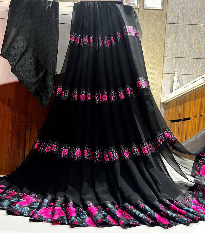 Sitanjali Georgette Printed Saree With Unstitched Blouse Piece ( Pink ) Sitanjali Georgette Printed Saree With Unstitched Blouse Piece ( Pink )