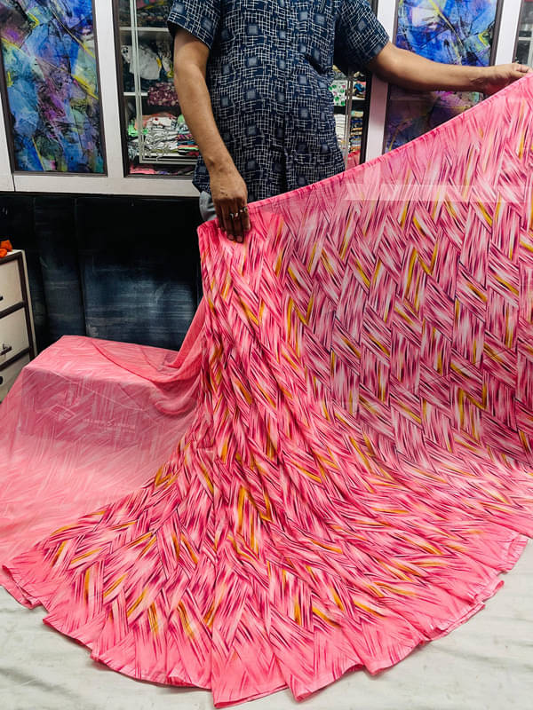 Sitanjali Georgette Printed Saree With Unstitched Blouse Piece ( Pink ) Sitanjali Georgette Printed Saree With Unstitched Blouse Piece ( Pink )
