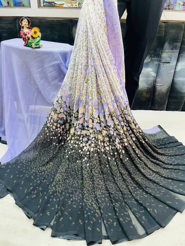 Sitanjali Georgette Printed Saree With Unstitched Blouse Piece ( Purple ) Sitanjali Georgette Printed Saree With Unstitched Blouse Piece ( Purple )