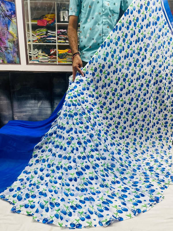 Sitanjali Lifestyle Georgette Printed Saree With Unstitched Blouse Piece ( Blue ) Sitanjali Lifestyle Georgette Printed Saree With Unstitched Blouse Piece ( Blue )
