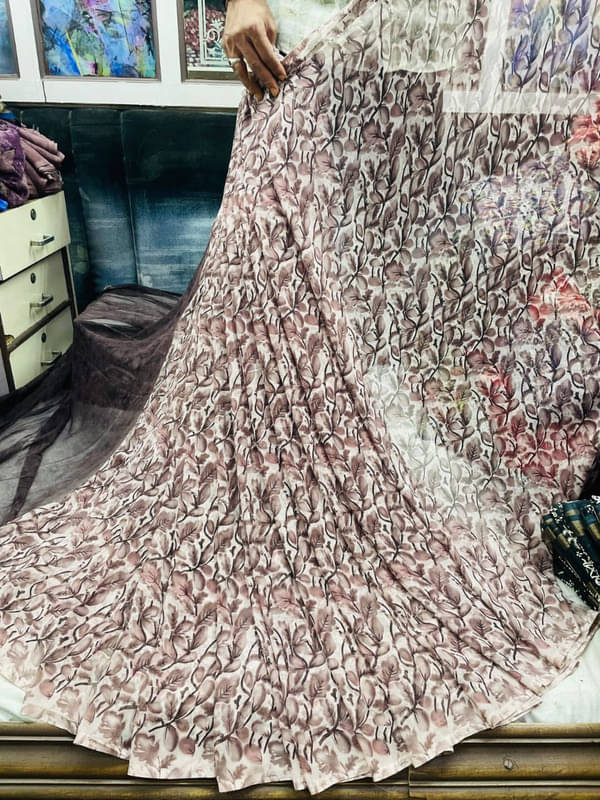     			Sitanjali Lifestyle Georgette Printed Saree With Unstitched Blouse Piece ( Wine )