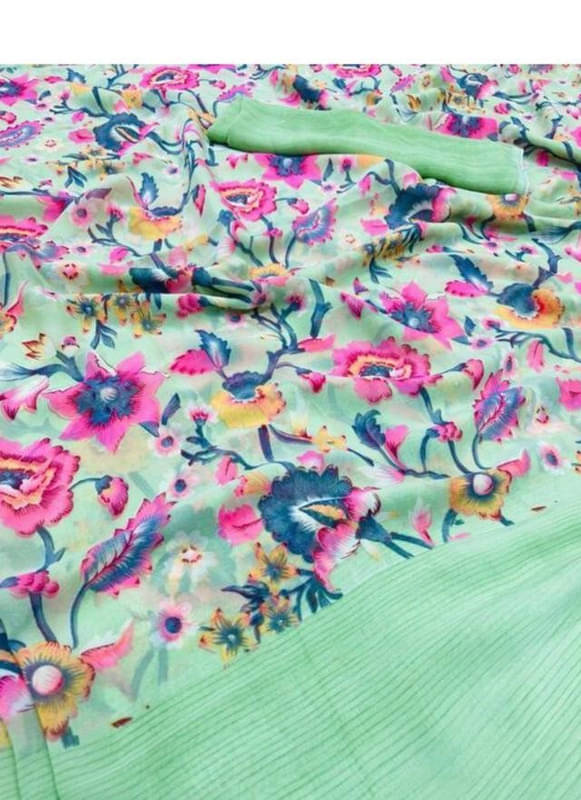 Sitanjali Lifestyle Georgette Printed Saree With Unstitched Blouse Piece ( Mint Green ) Sitanjali Lifestyle Georgette Printed Saree With Unstitched Blouse Piece ( Mint Green )