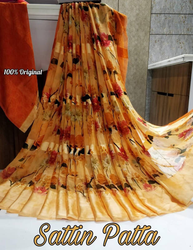Sitanjali Lifestyle Georgette Printed Saree With Unstitched Blouse Piece ( Orange ) Sitanjali Lifestyle Georgette Printed Saree With Unstitched Blouse Piece ( Orange )