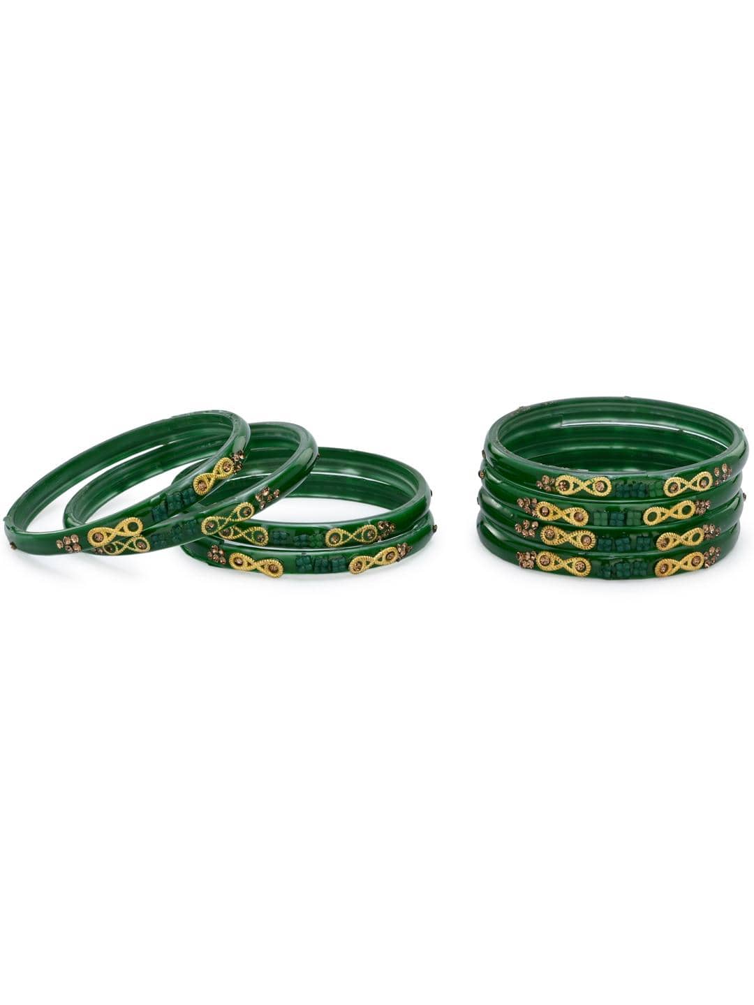 Somil Green Bangle Set ( Pack of 8 ) - Bangles & Bracelets | Buy online on ZillyBuy