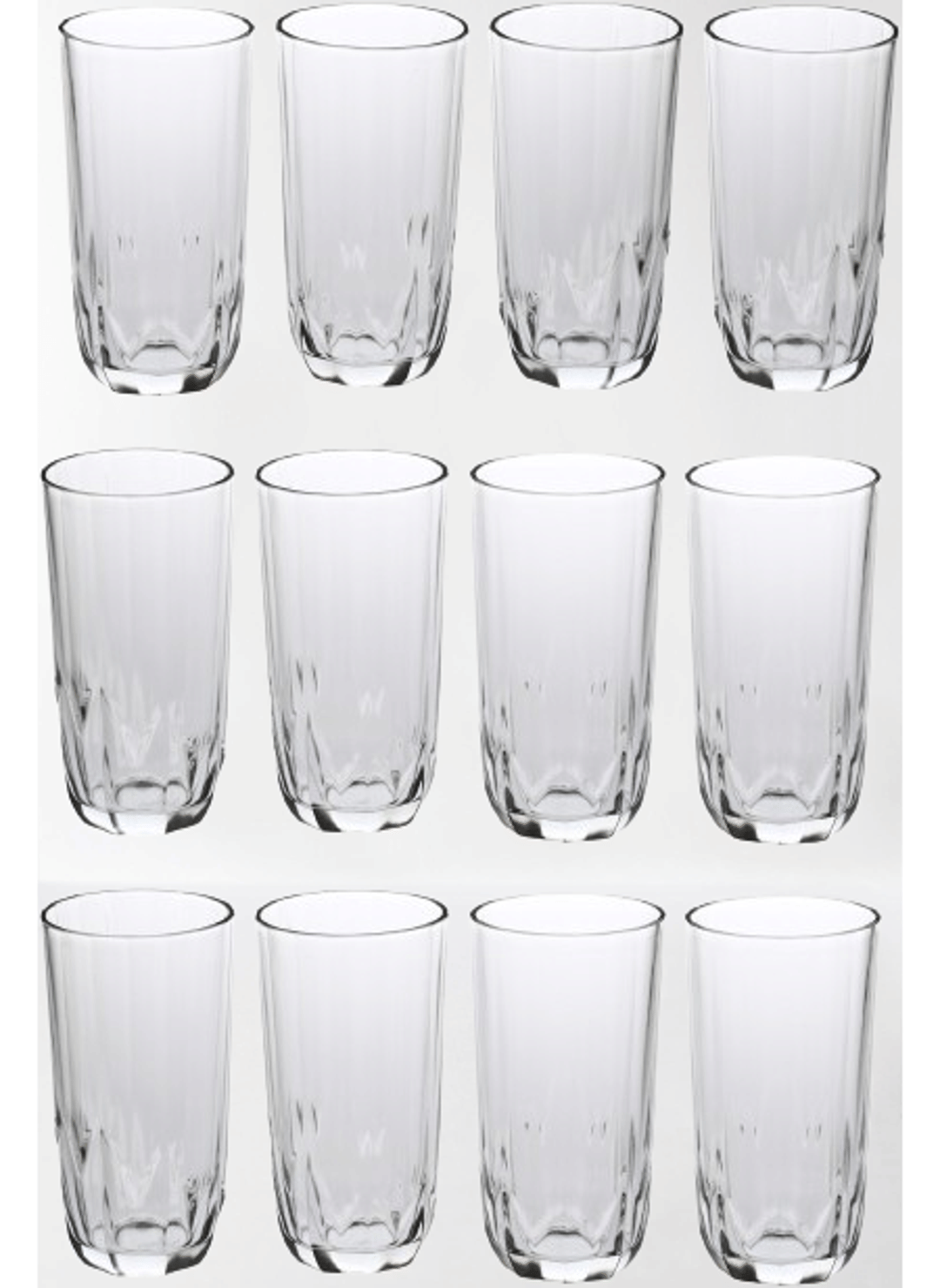 Somil Party Glass/Beer Mug Glass Plain Water Glass 350 ml ( Pack of 12 ) Transparent