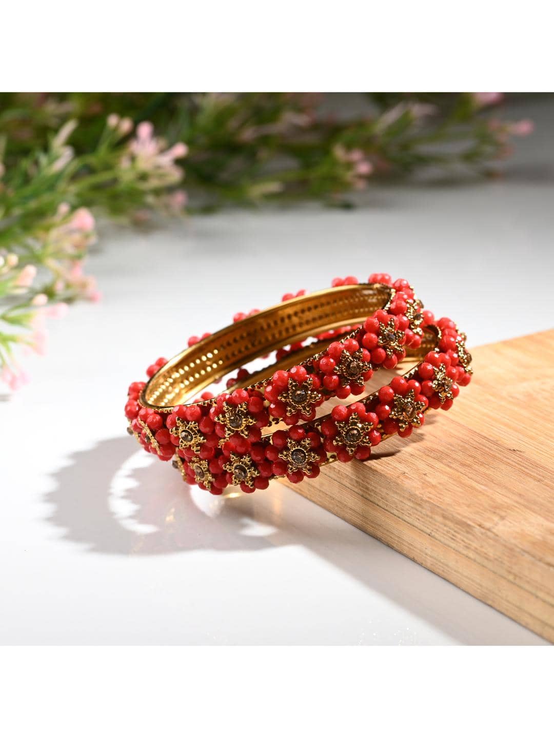 Somil Red Bangle Set ( Pack of 2 ) - Bangles & Bracelets | Buy online on ZillyBuy