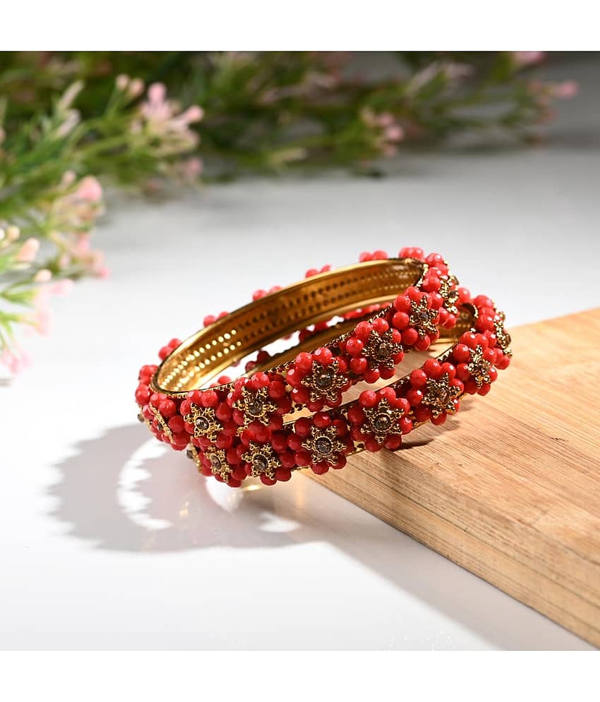 Somil Red Bangle Set ( Pack of 2 ) - Bangles & Bracelets | Buy online on ZillyBuy