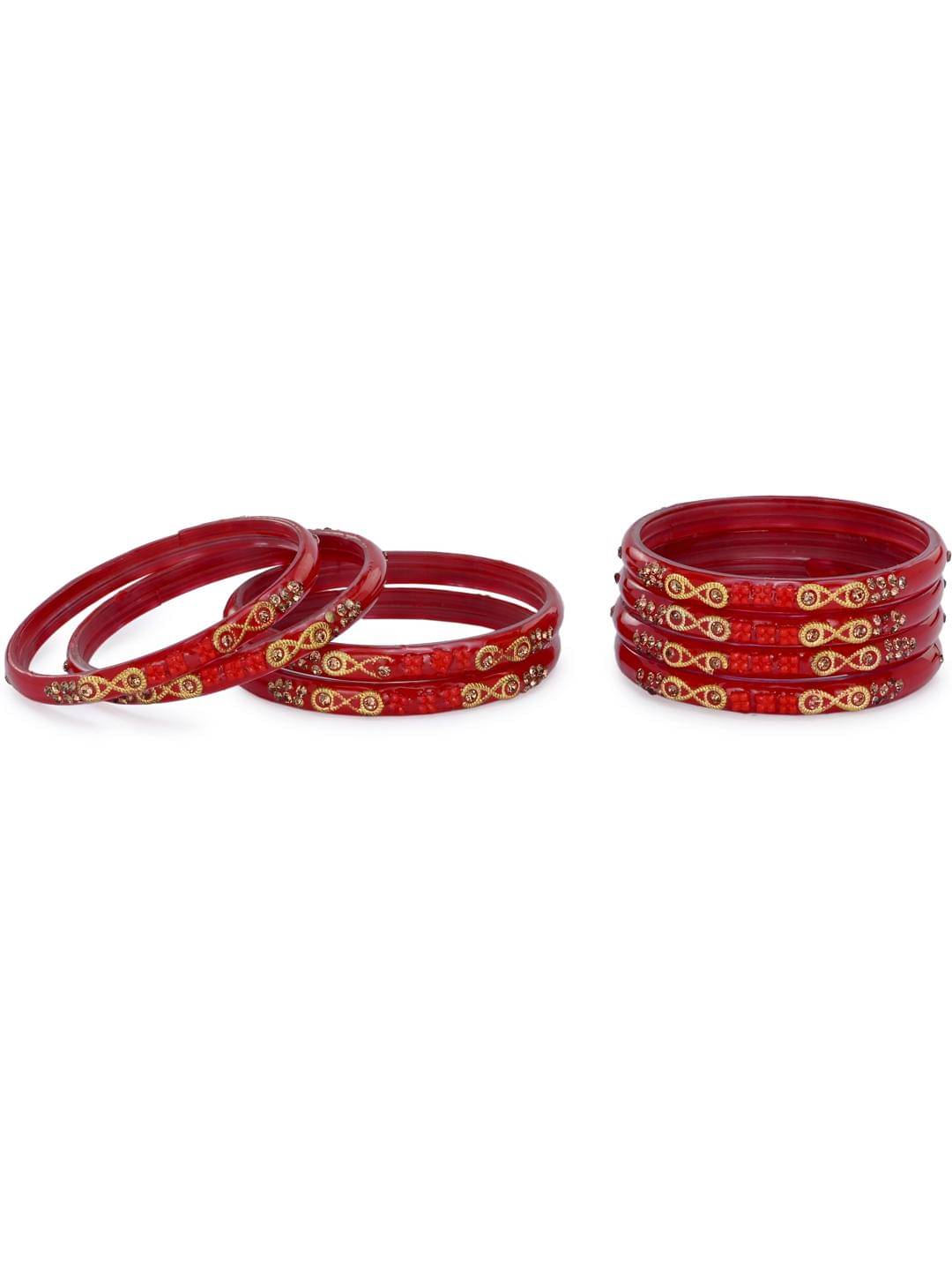 Somil Red Bangle Set ( Pack of 8 ) Somil Red Bangle Set ( Pack of 8 )