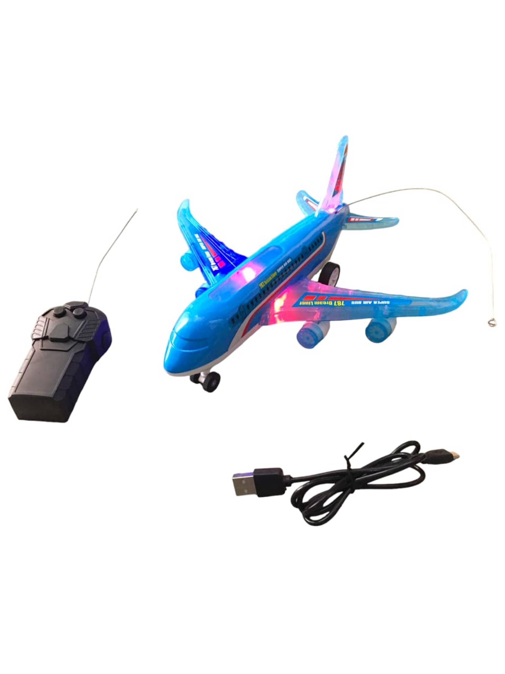     			THRIFTKART  -  A386 Rc Air Bus Rechargeable Battery Operated with Full Body Lights and Sound Universal Wheel Plane Toy for Boys & Girls Age 2 3 4 5 6 7 8 Multicolour Musical Toy Plane Does not Fly BW